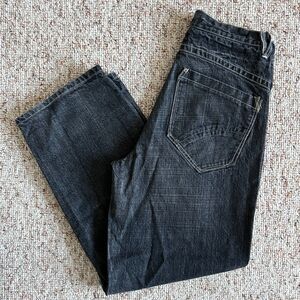 Y2K Noiz Jeans Baggy Black Wash Jeans Mens 32x30 Contrast Stitch Hip Hop Skater